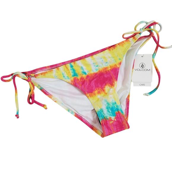 Volcom Sun Tripp Full Swim Bottom Tie Dye Bikini Adjustable Womens Size S NEW - Picture 1 of 10